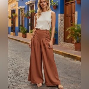 Free People | Wide Leg Button Front Palazzo Pant - Cotton/Viscose - Boho - Chic